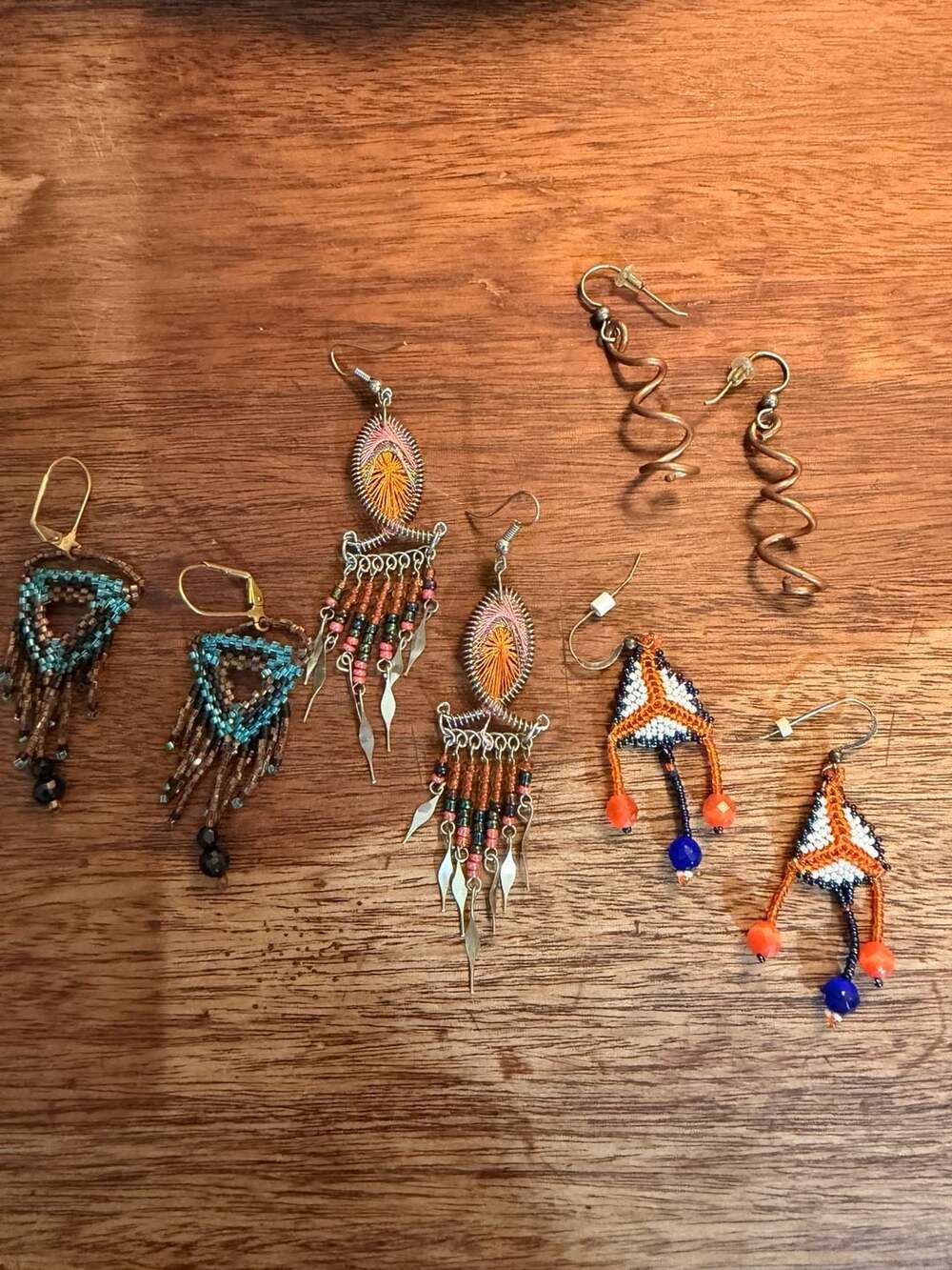 Handmade Western Boho Native American Style Beaded Drop Earrings Lot
